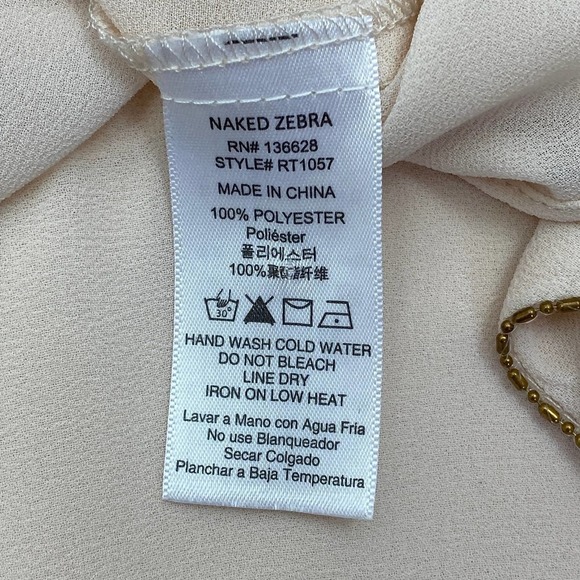 NAKED Zebra Beige Sleeveless Ruffle-Back Blouse - Picture 10 of 12